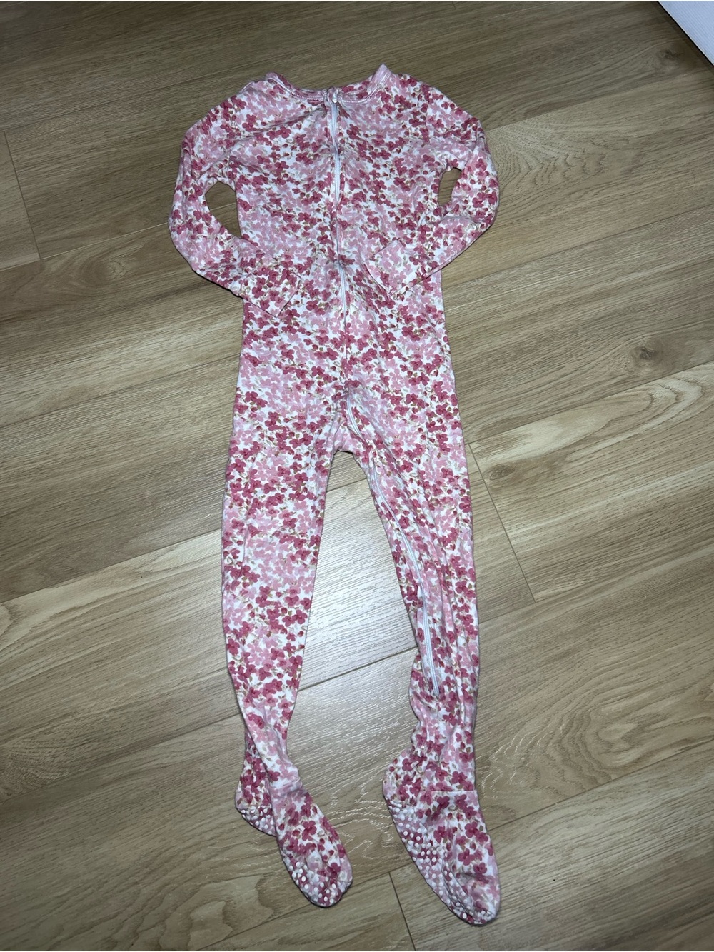 Old Navy Pink & White Floral Infant Footed Pajama